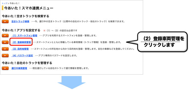 (2)登録車両管理をクリックします