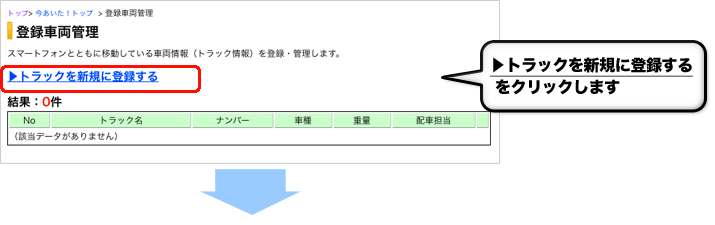 トラックを新規に登録するをクリックします