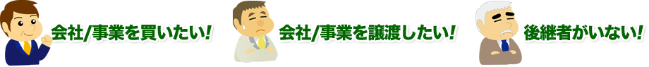 会社/事業を買いたい! 会社/事業を譲渡したい! 後継者がいない!